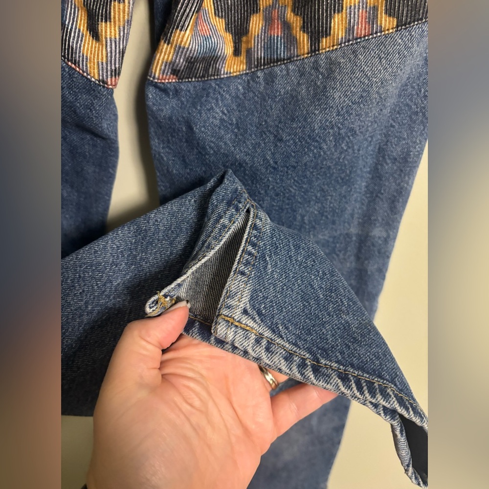 We The Free People Rocky Mountain Straight Leg Jeans Size 24 Boho Patchwork - Picture 9 of 9
